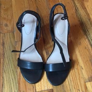 black open toe heels